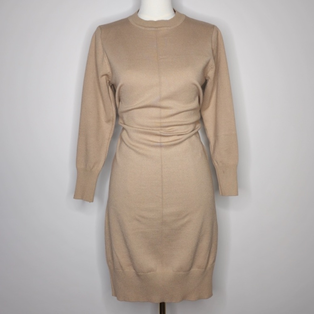 Long Sleeve Tan Sweater Dress